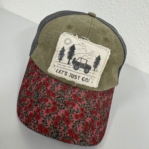 Trucker Hat Floral Bill Jeep Patch Lets Just Go Outdoors Adventure Mesh Snapback